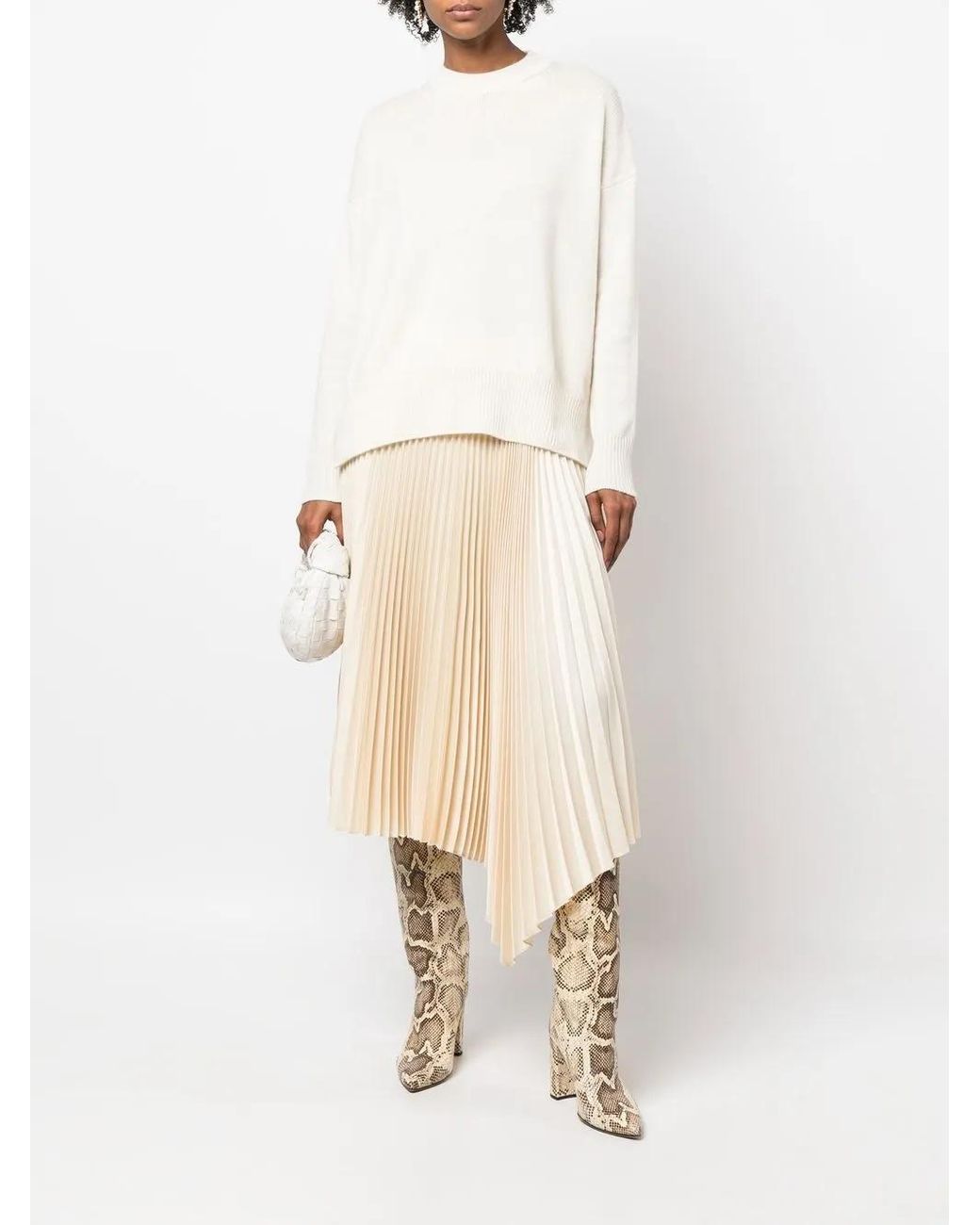 Jil Sander White Round Neck Sweater
