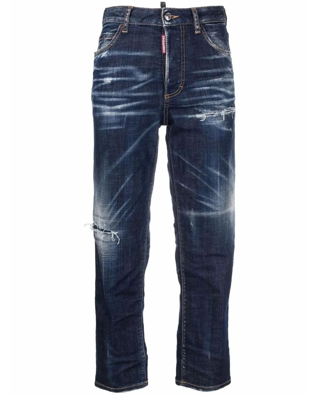 DSquared² Blue Crop Jeans With Daisy Embroidery