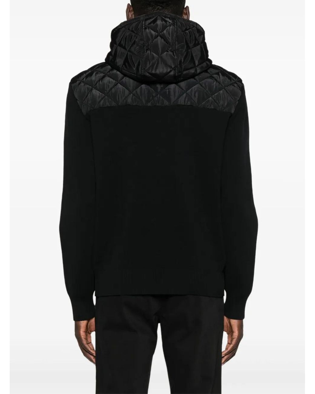 HUGO Black Quilted-Pockets Hooded Jacket for men