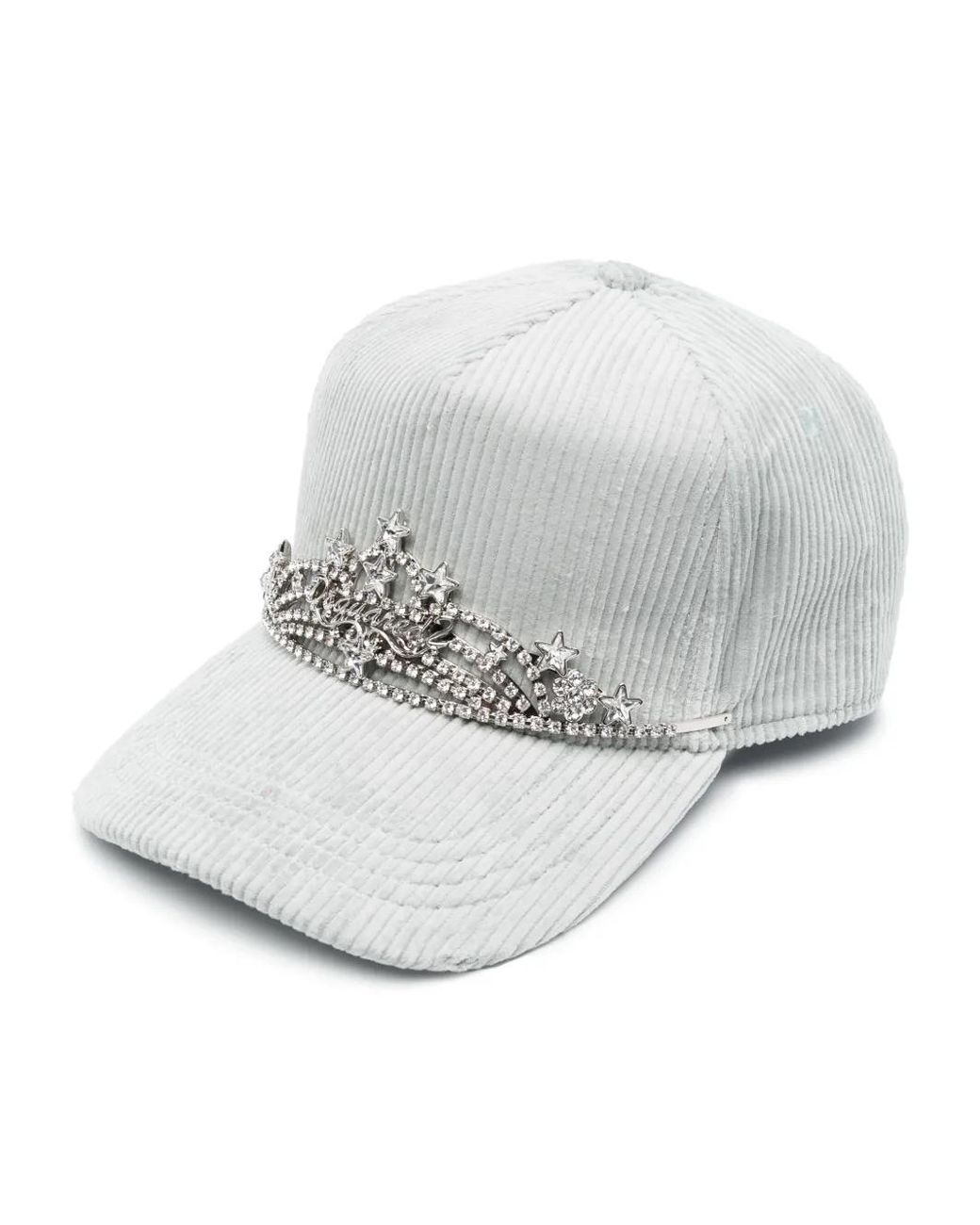 DSquared² Gray Tiara-Detail Corduroy Cap for men