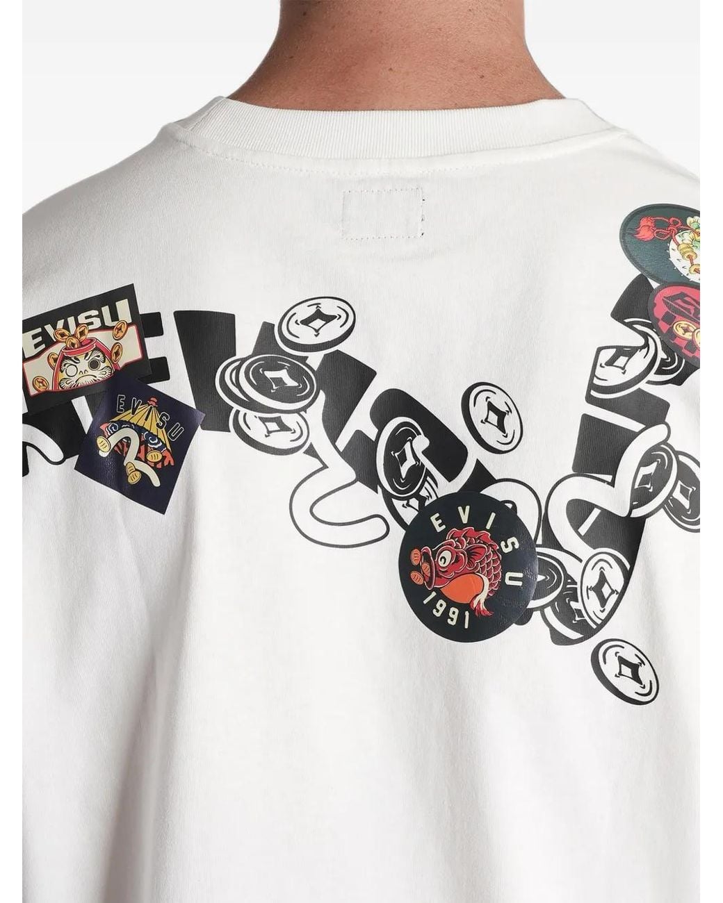 Evisu White Logo-Print Seagull T-Shirt for men