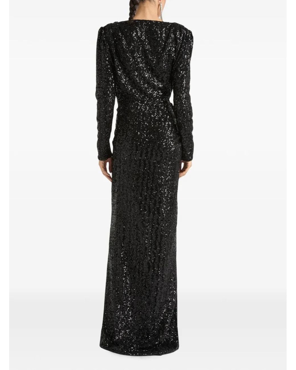 Balmain Black Long Sequinned Dress