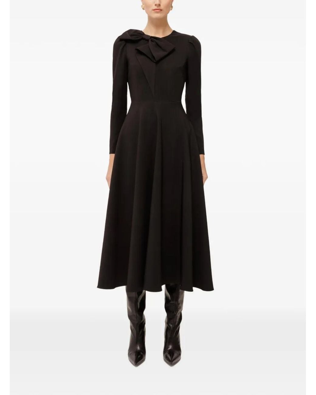 Nissa Black A-Line Midi Dress