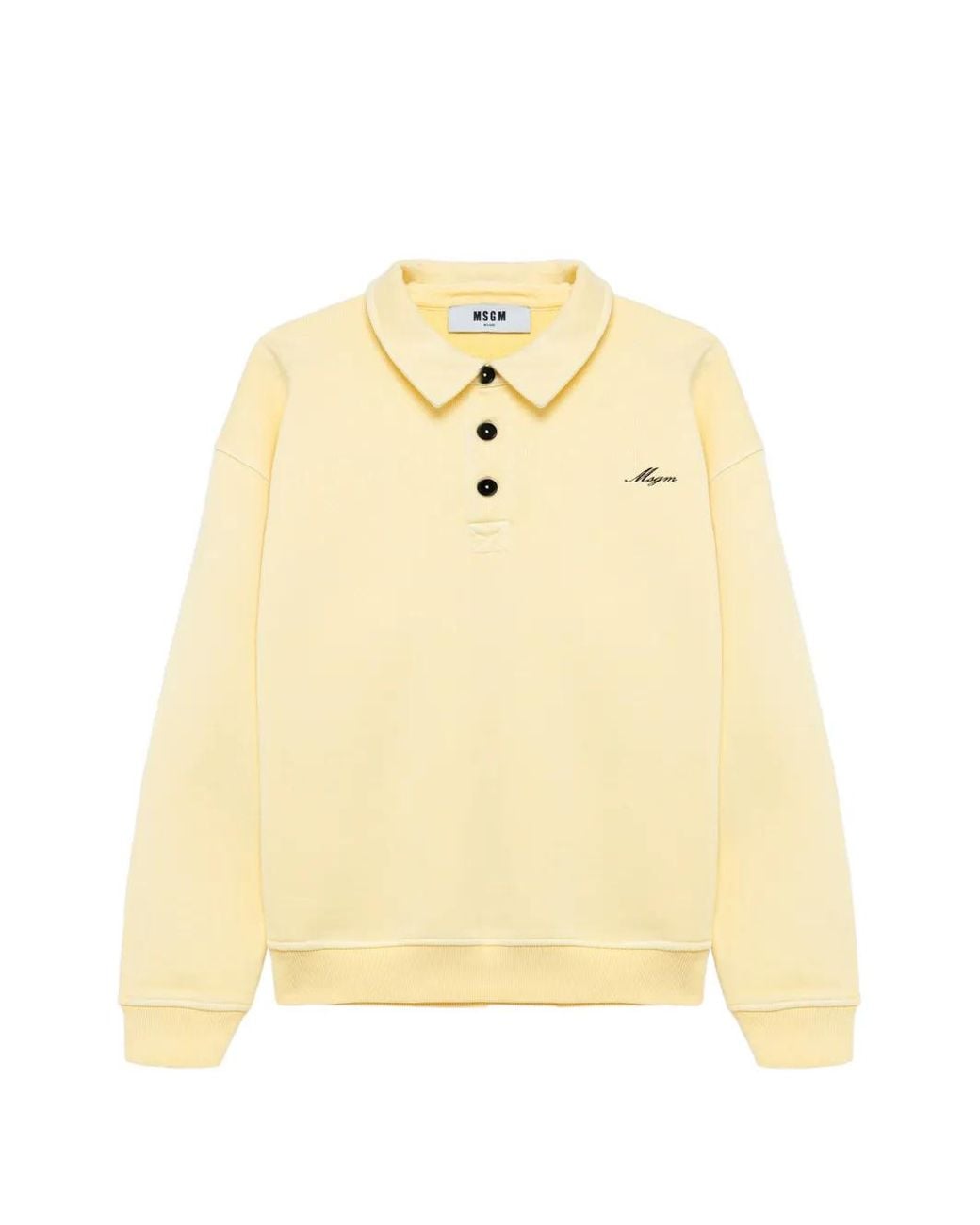 MSGM Metallic Logo-Embroidered Polo Top