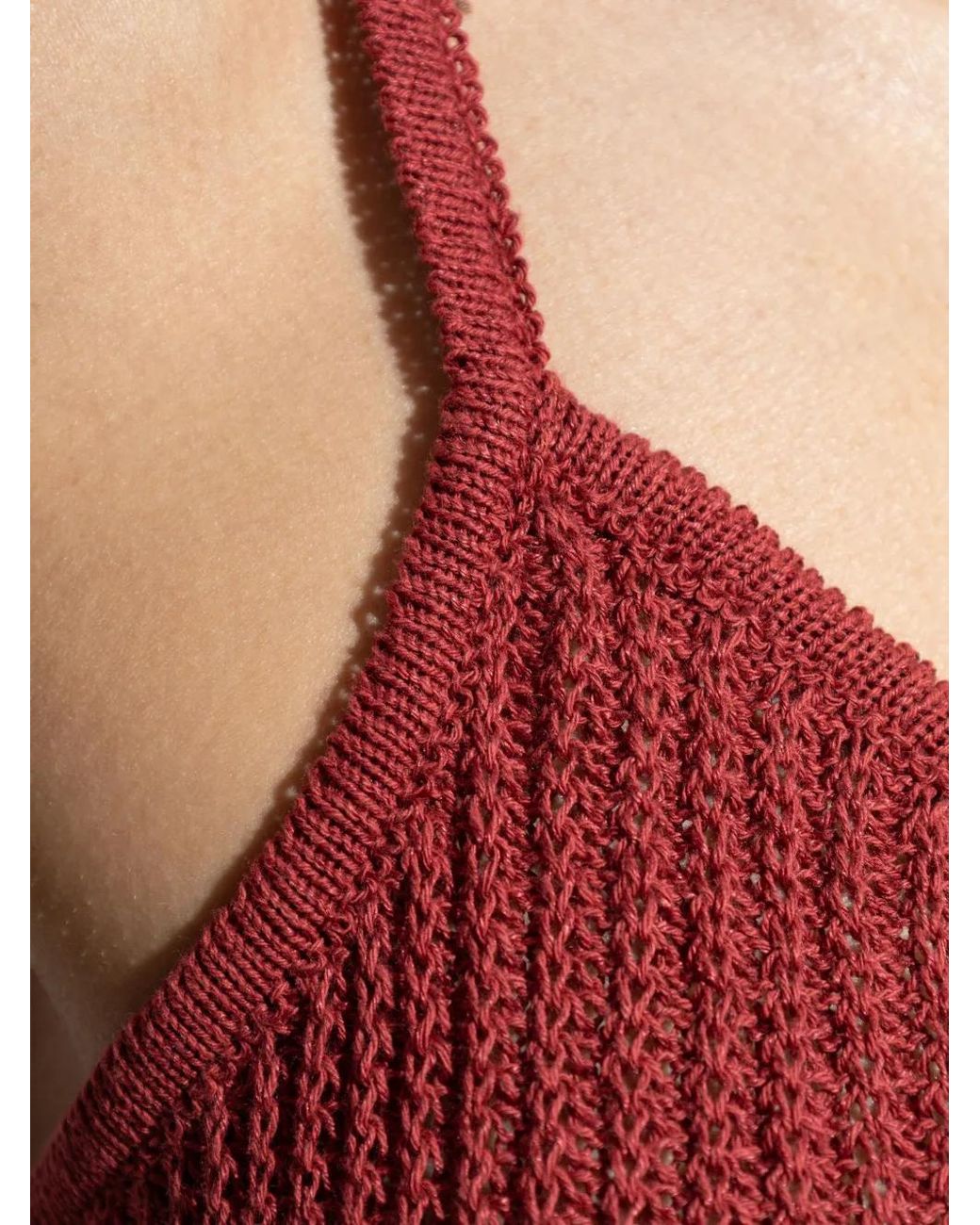 Akep Brown Colour-Block Open-Knit Maxi Dress
