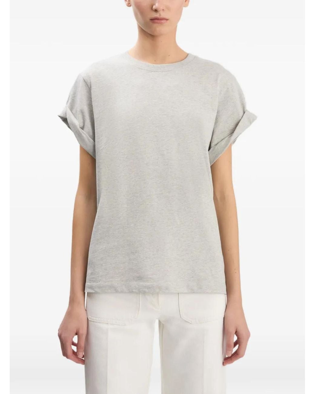 Victoria Beckham Gray Tilly Rolled-Sleeve T-Shirt