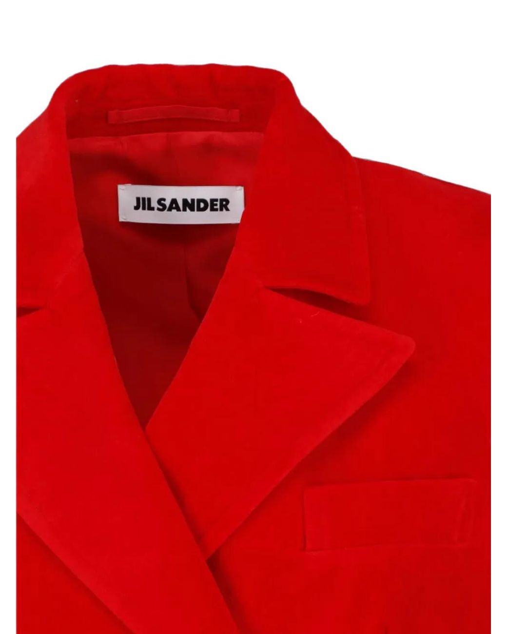 Jil Sander Red Manteau À Boutonnière Croisée