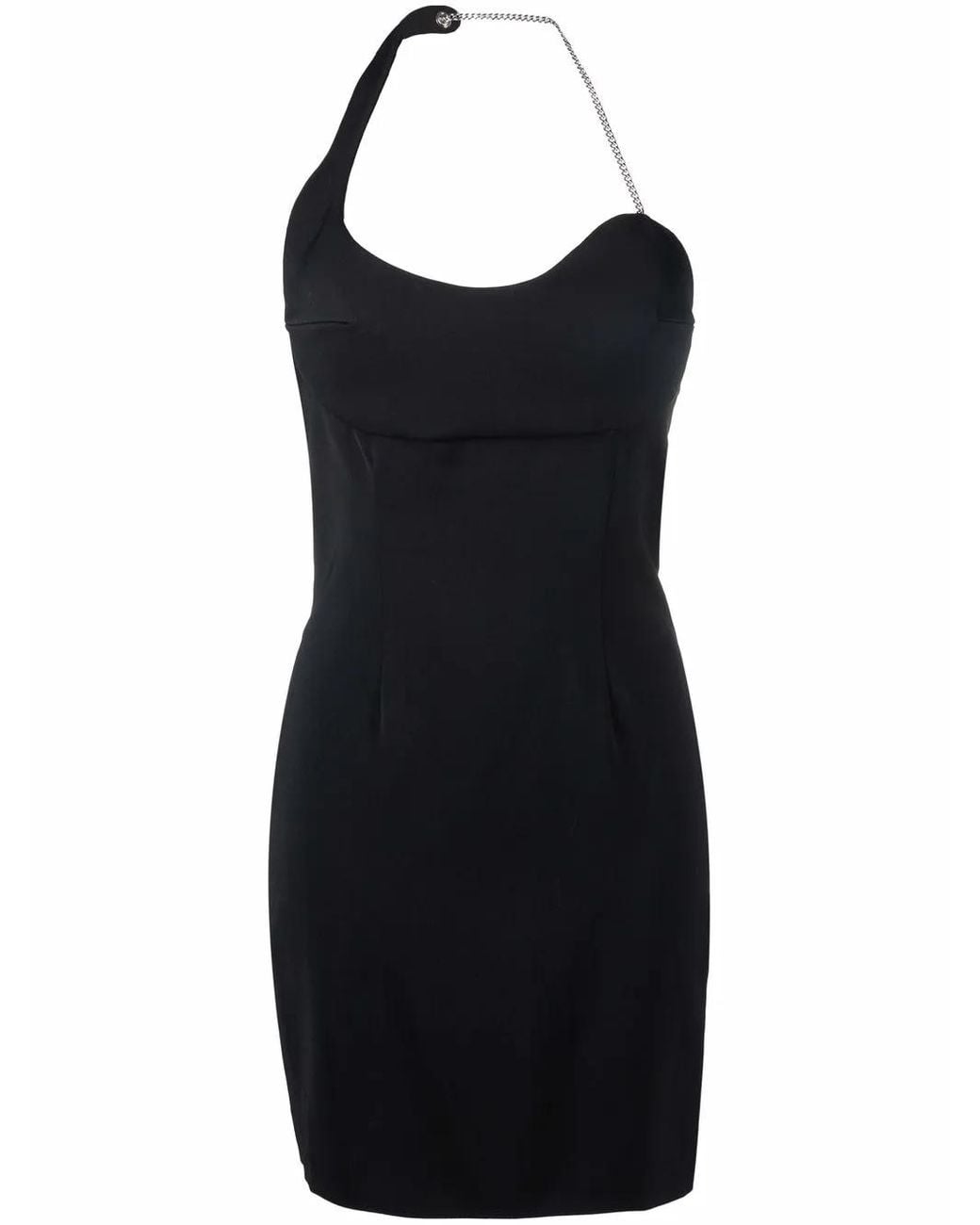 Coperni Black Chain-Link Detail Halterneck Dress