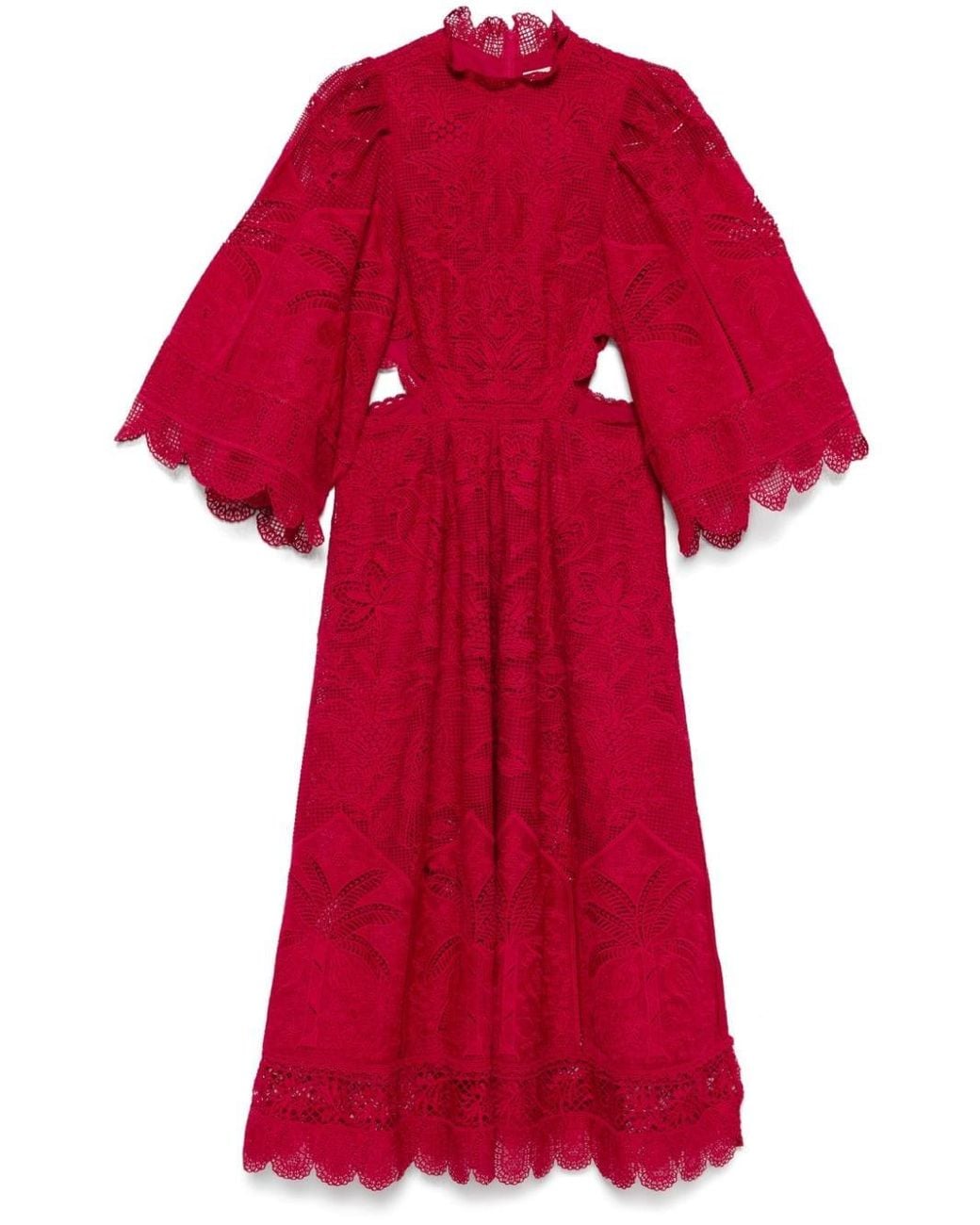 FARM Rio Guipire Midi Dress in Red | Lyst