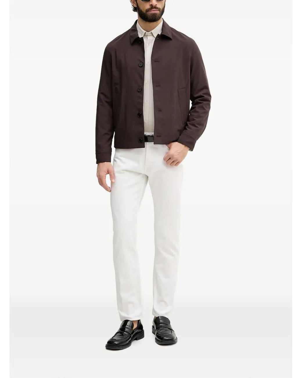 Sisley Brown Button-Up Collared Jacket for men
