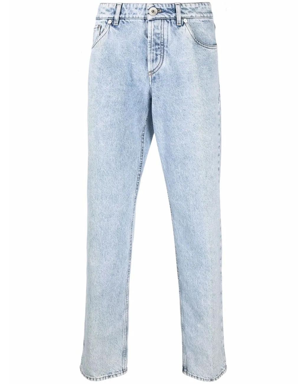 Brunello Cucinelli Blue Light-Wash Straight-Leg Jeans for men