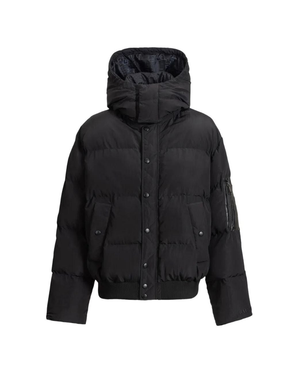 Balmain Black Padded Nylon And Leather Jacket for men