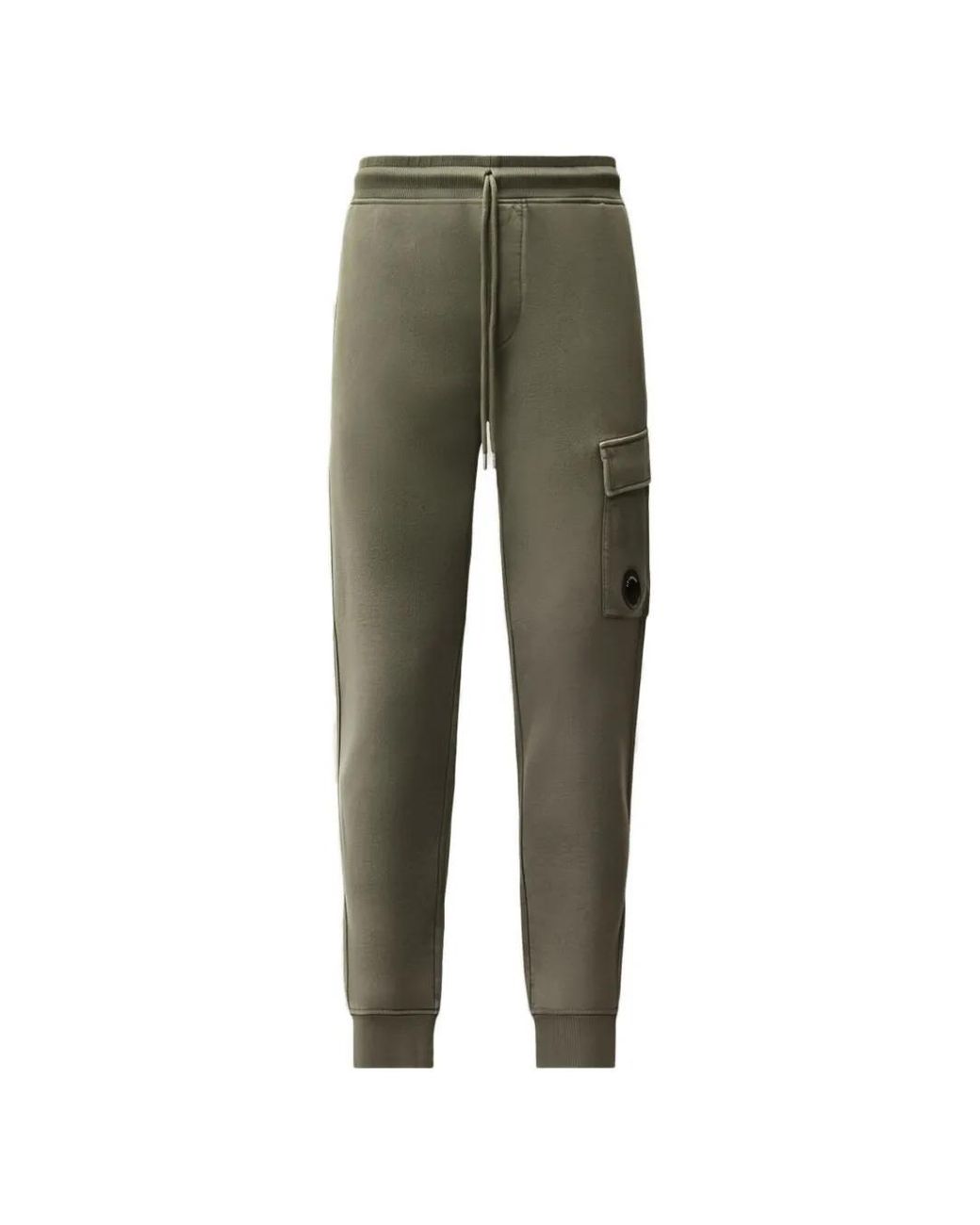 C P Company Gray Brushed And Emerized Diagonal Fleece Cargo Lens Trousers for men
