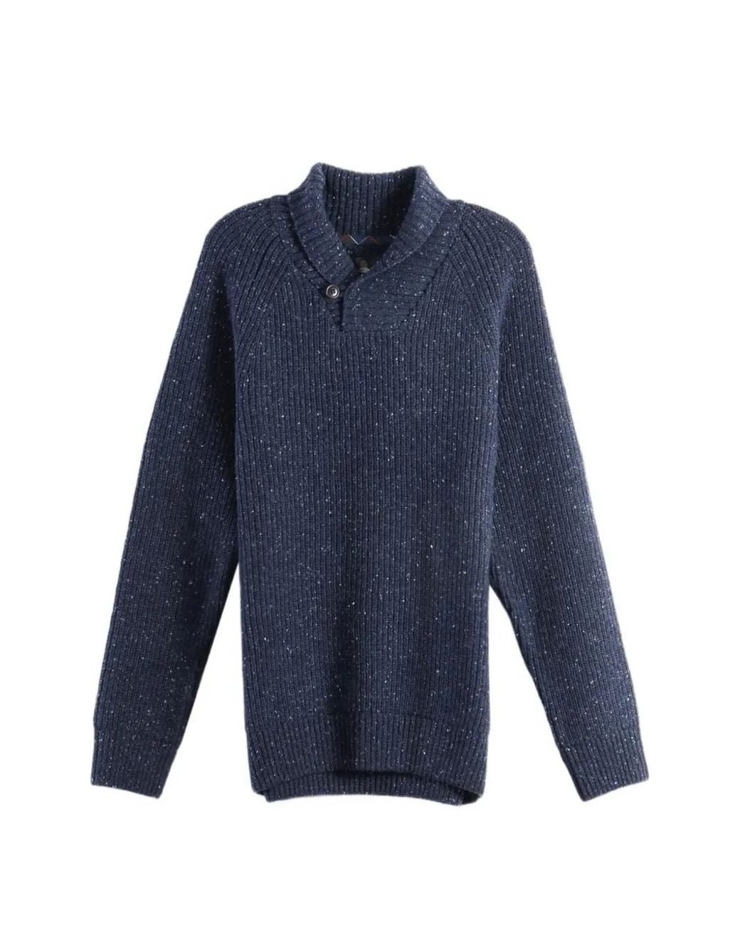 Barbour Blue Flecked Shawl-Collar Sweater for men