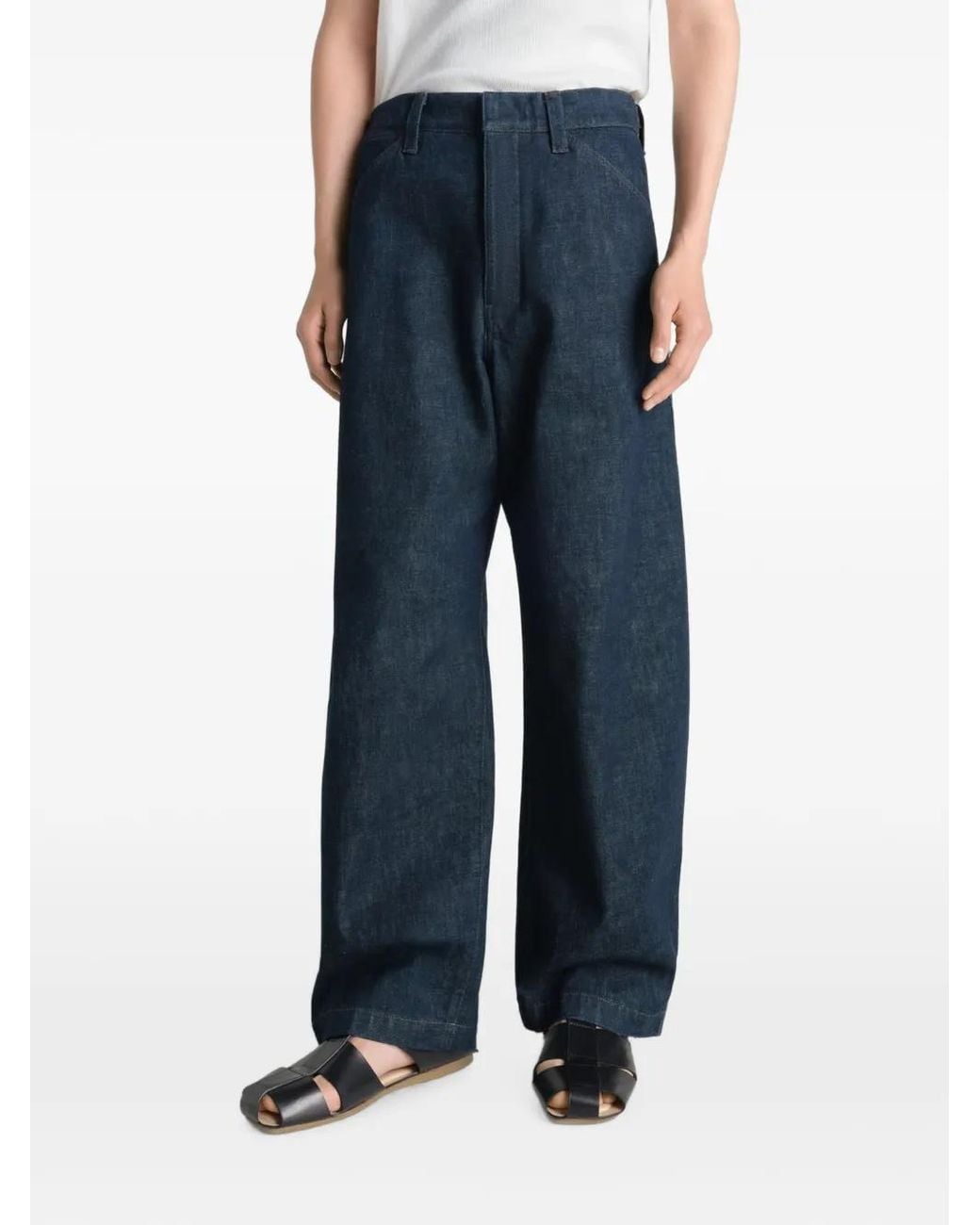 Lemaire Blue Maxi Workwear Adjustable-Strap Jeans for men