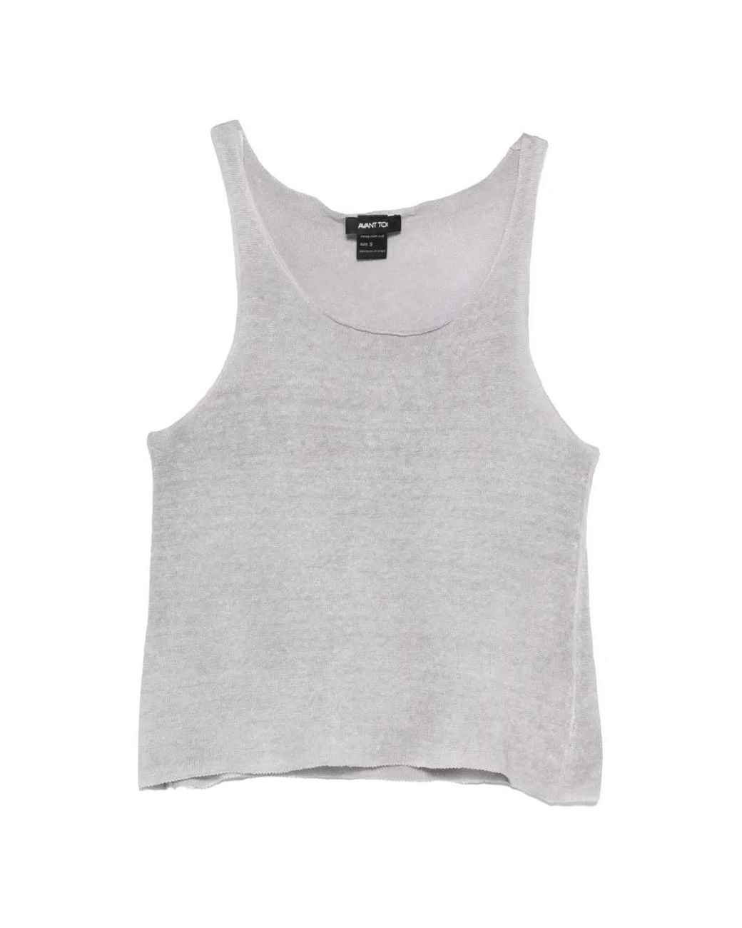 Avant Toi Gray Knitted Racerback Tank Top