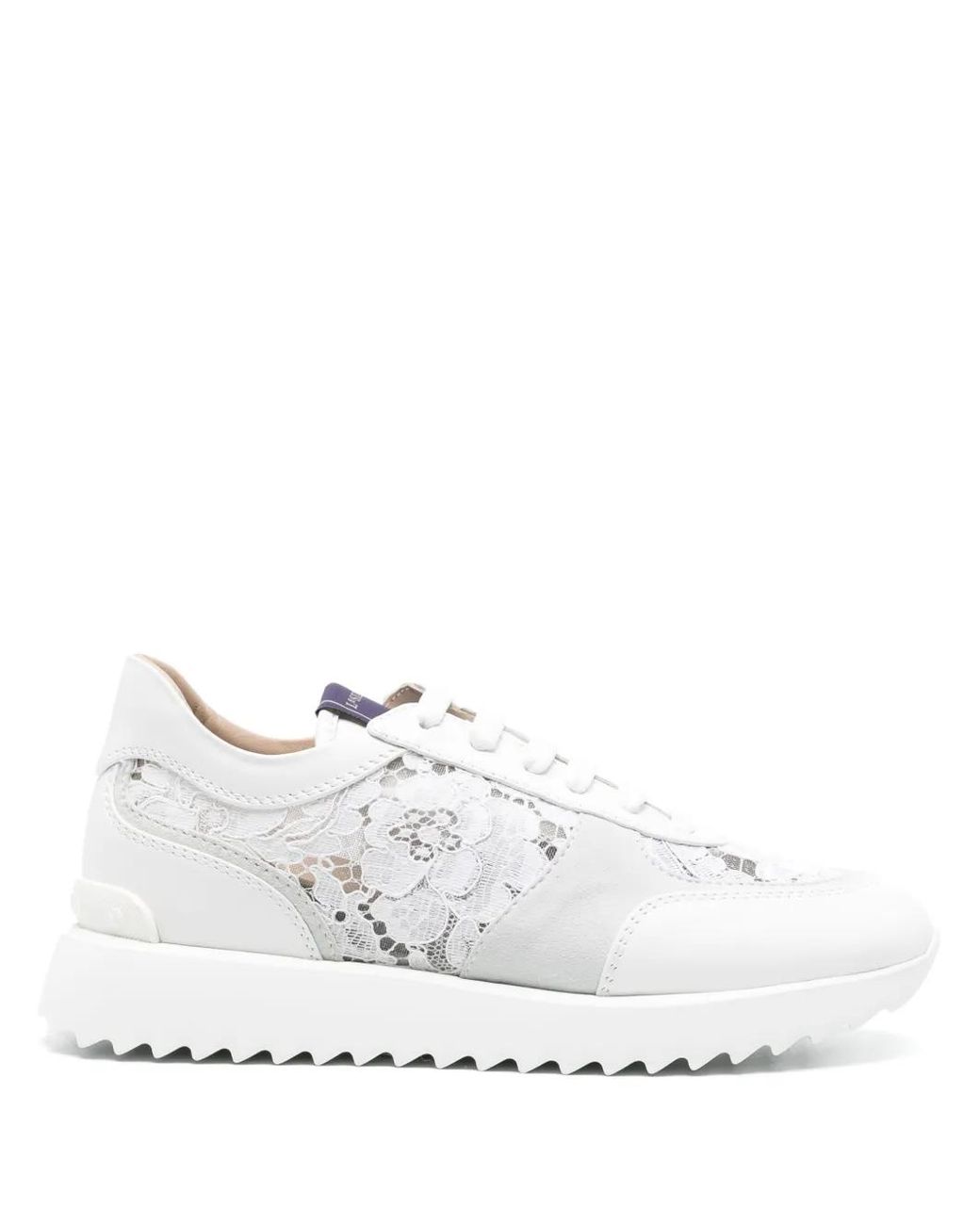 Le Silla White Chantilly-Lace Leather Sneakers