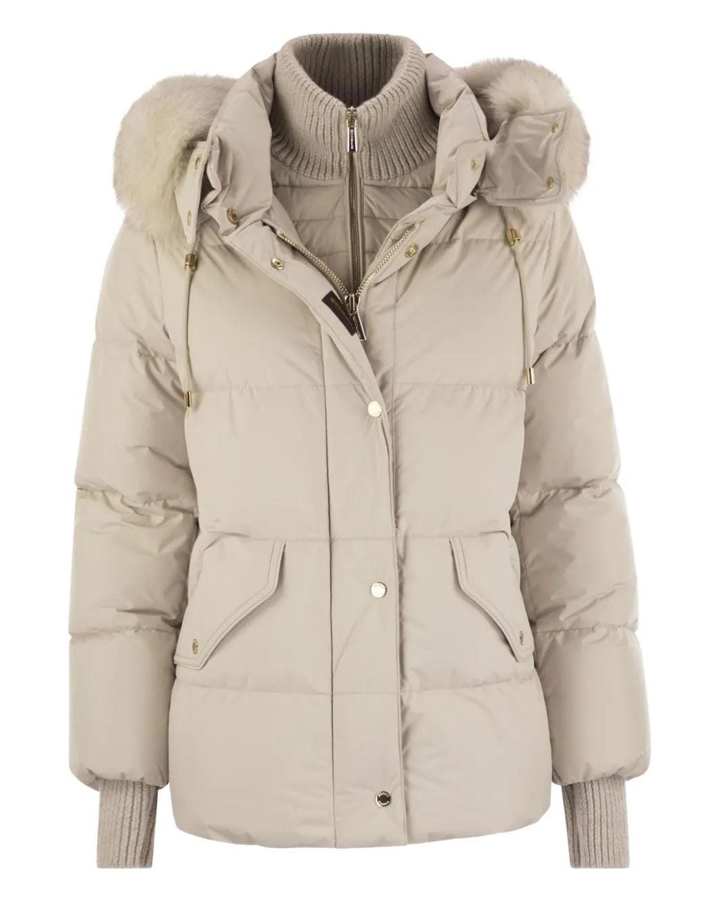 Moorer Natural Hooded Quilted Jacket