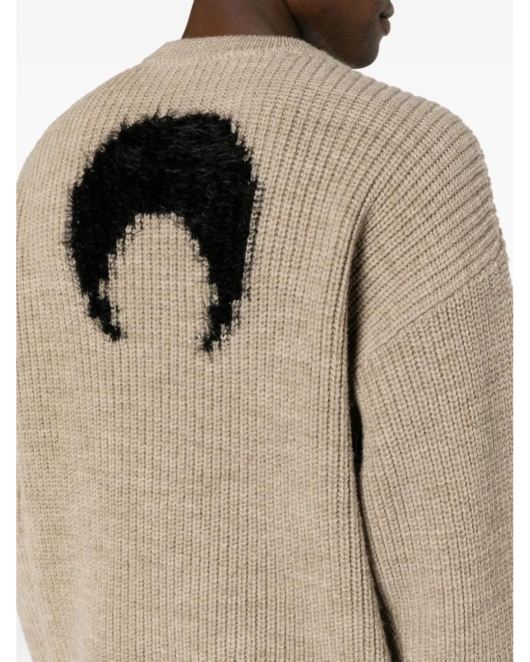 MARINE SERRE Natural Ribbed-Knit Wool Jumper for men