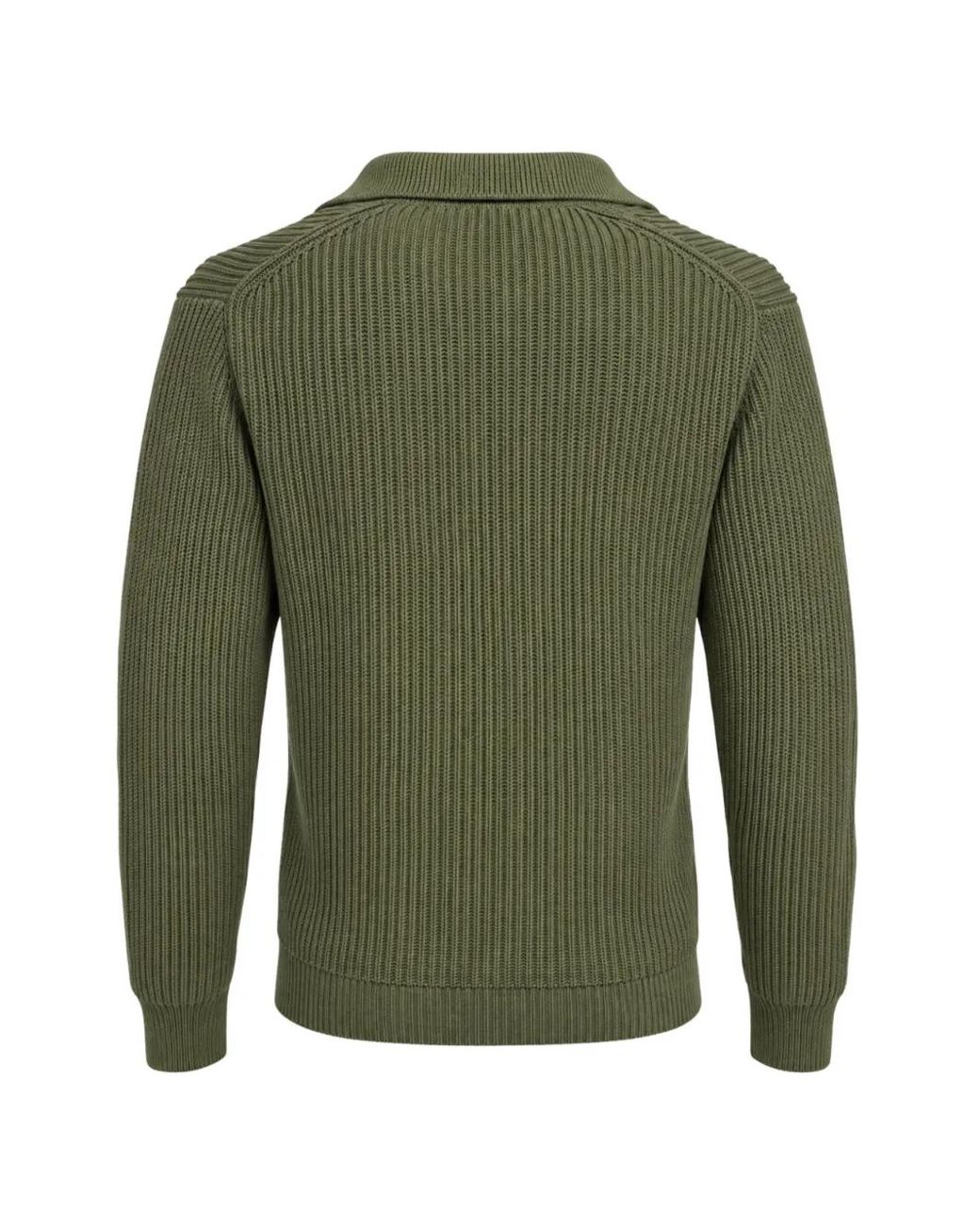 Franzese Collection Green Steve Mcqueen Ribbed-Knit Pointed-Collar V-Neck Sweater for men