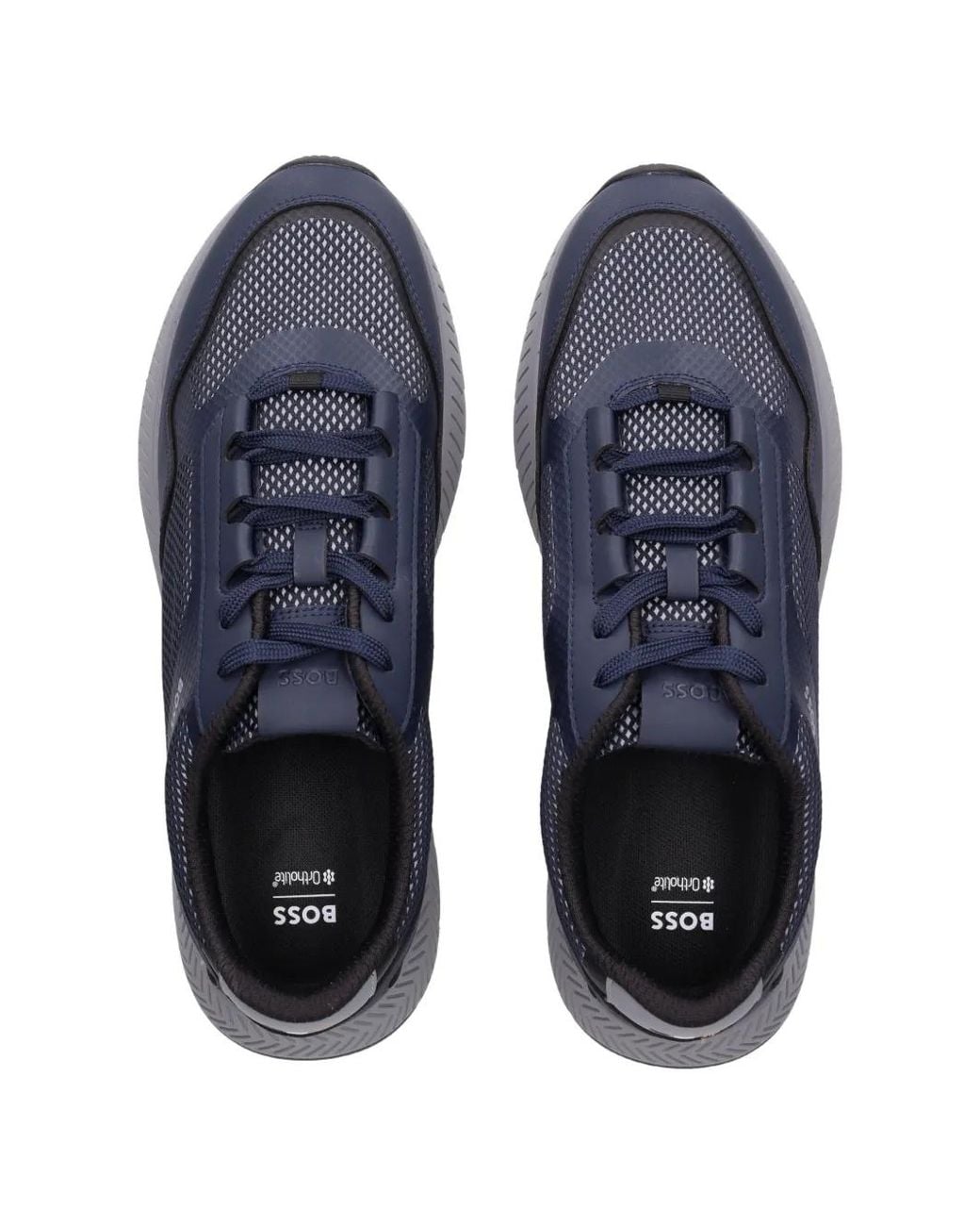 Boss Blue Reflective-Panel Trainers for men