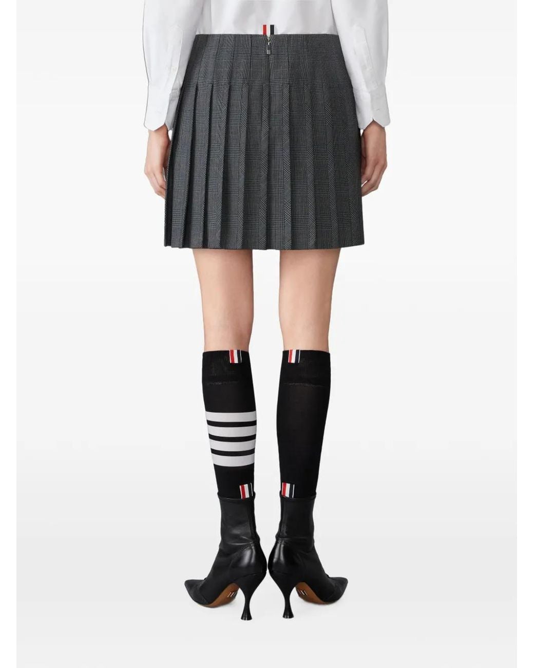 Thom Browne Gray High Twist Wool Low-Rise Pleated Mini Skirt