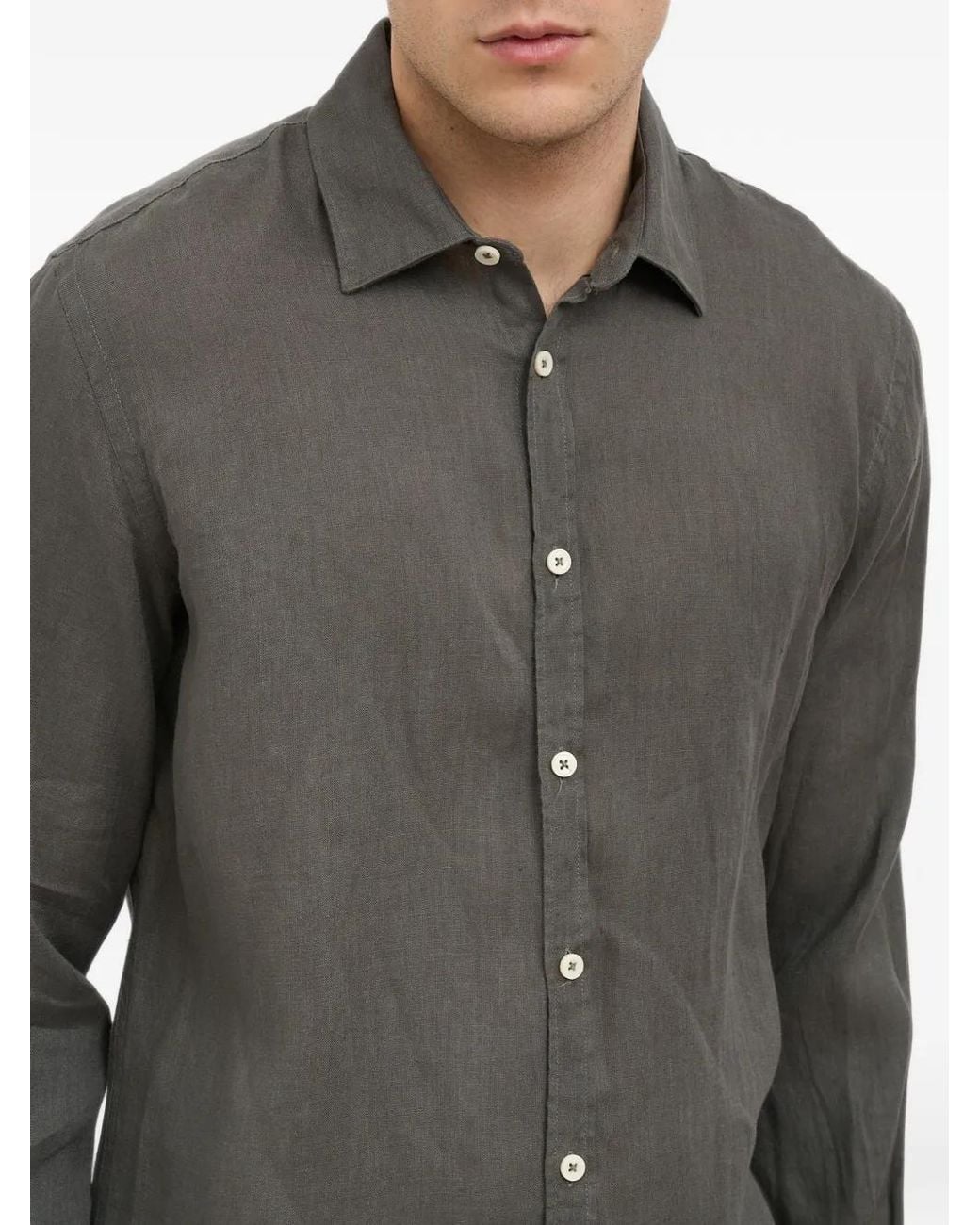 Daniele Alessandrini Gray Long-Sleeves Linen Shirt for men