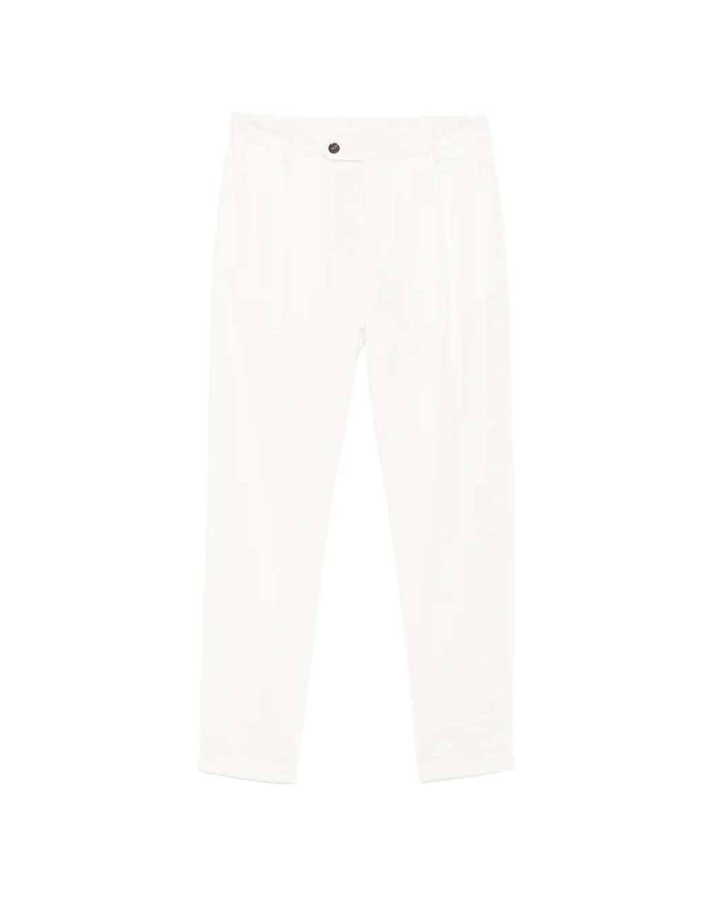 Eleventy White Pleated Corduroy Trousers for men
