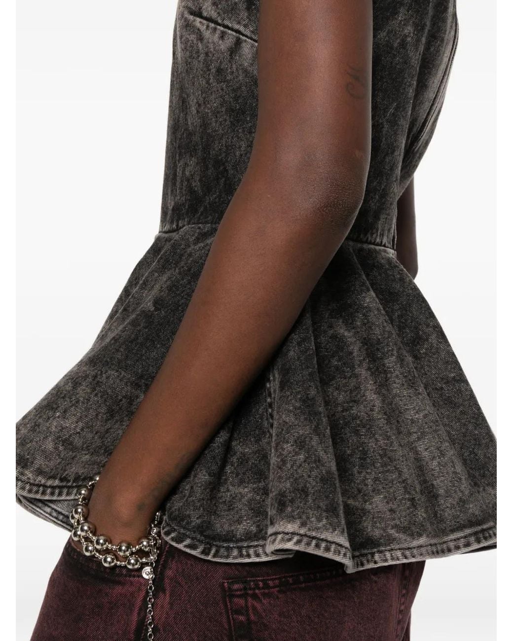 Marques'Almeida Gray Acid-Wash Peplum Top