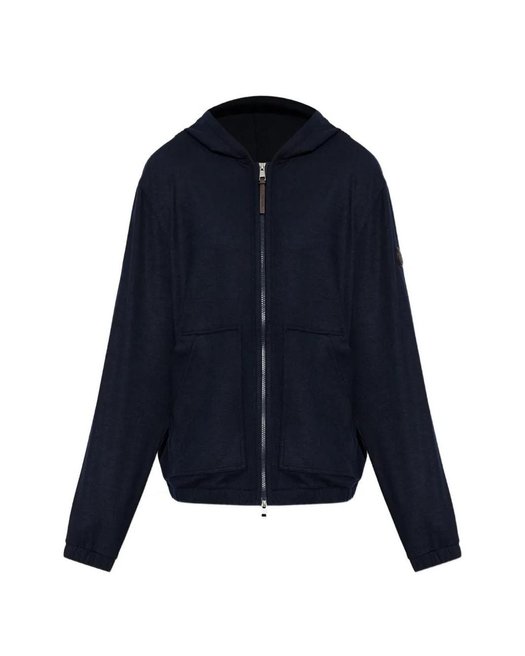 Moncler Blue Logo-Patch Zip-Up Hoodie for men