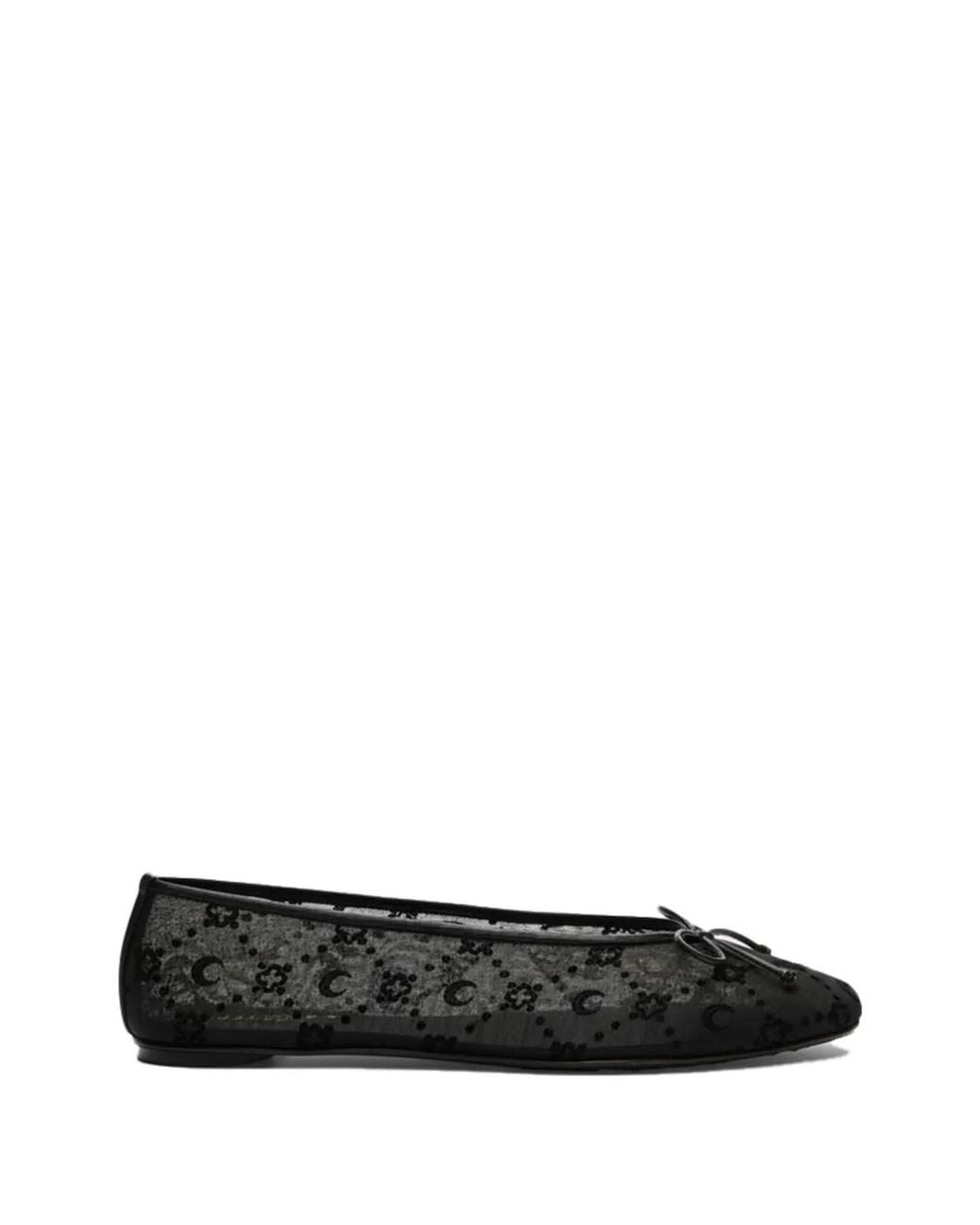 MARINE SERRE Black Moonogram Mesh Ballet Flats