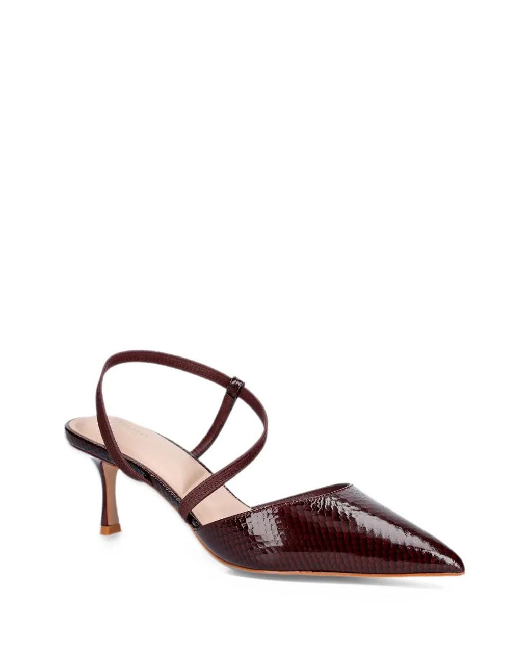 Dune Brown Charming Snakeskin-Effect Slingback Pumps