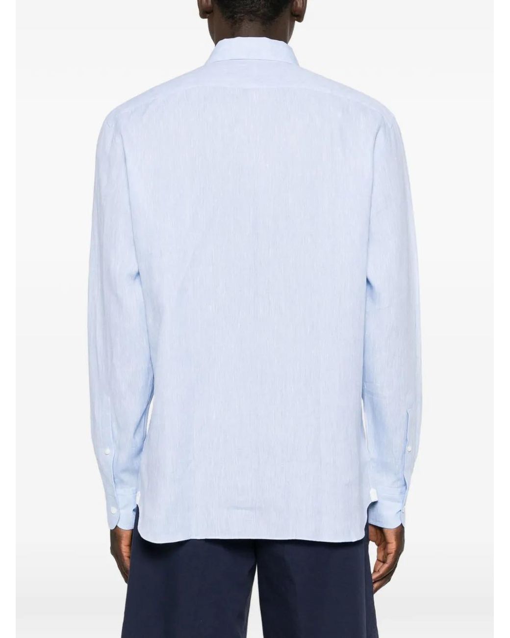 Zegna Blue Chemise Boutonnée À Manches Longues for men