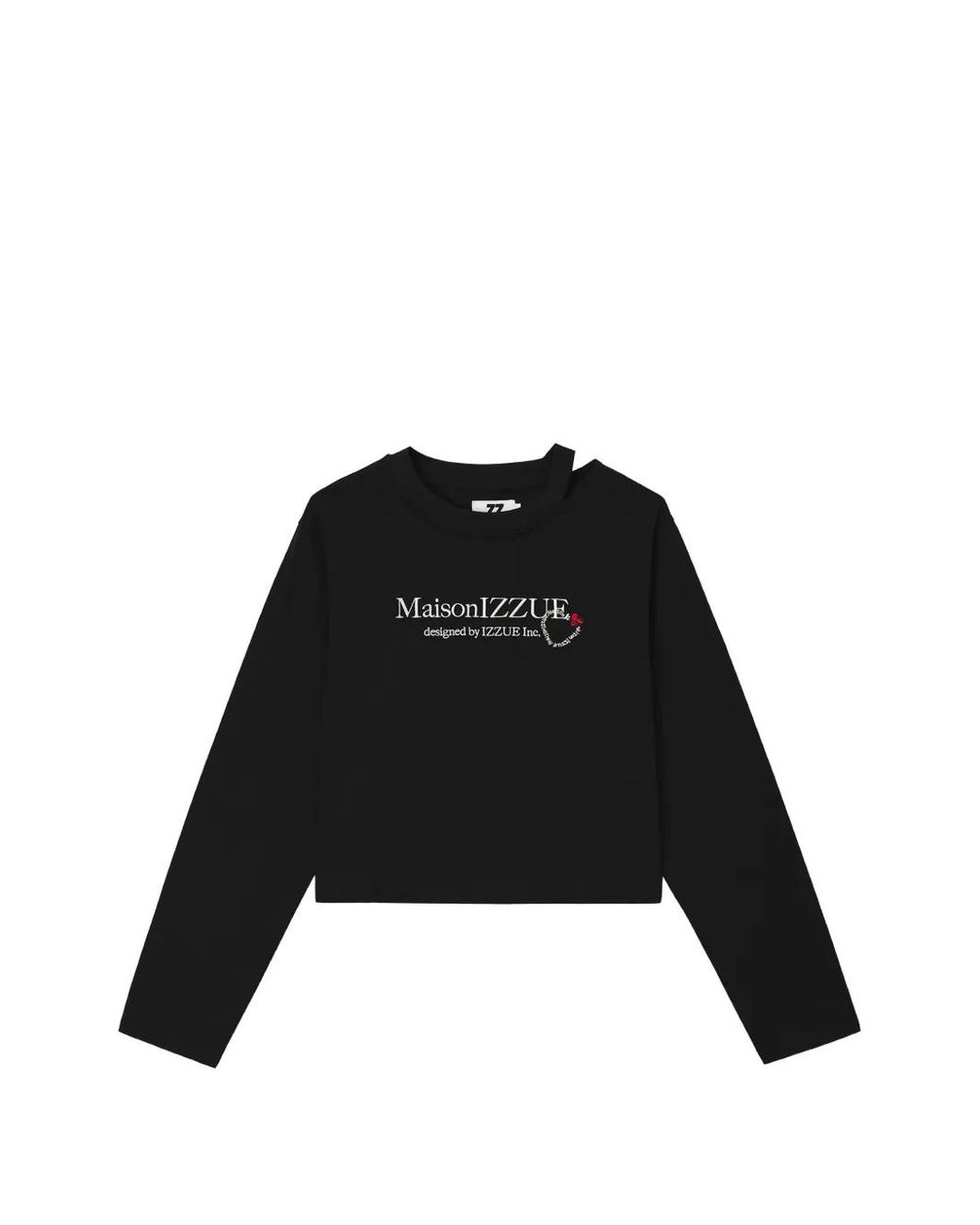 Izzue Black Logo-Print Cut-Out T-Shirt