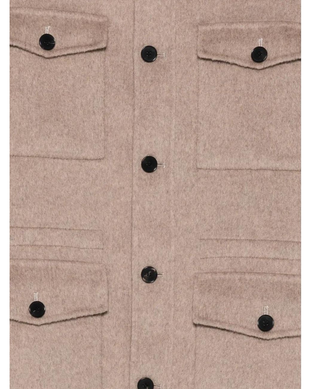 Grayed Natural Buttoned Shirt Jacket for men