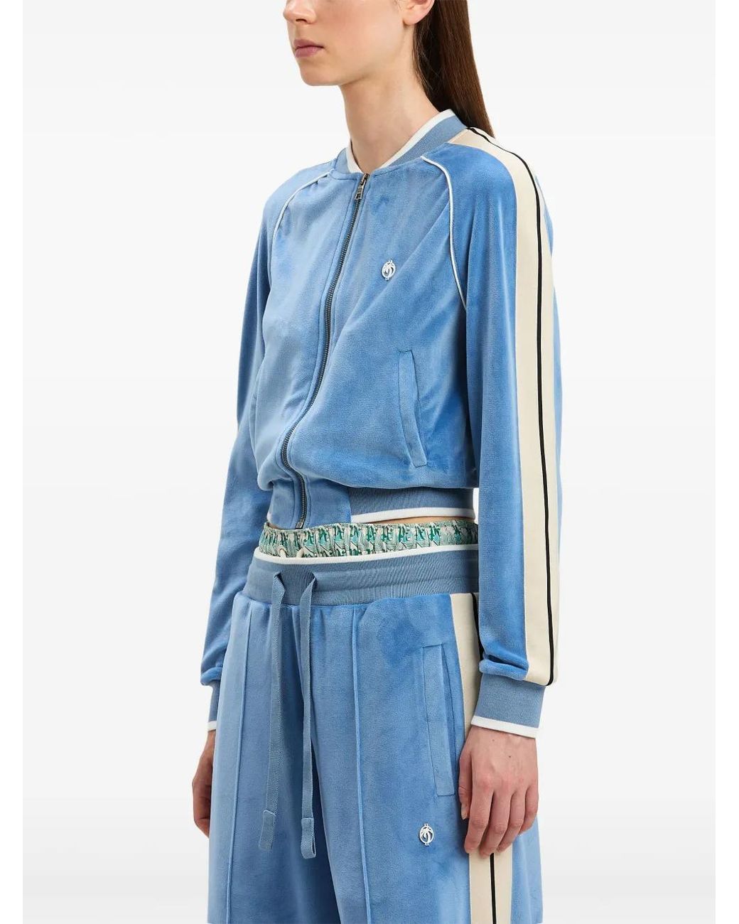 Palm Angels Blue Oval Palm Chenille Track Jkt Light Light
