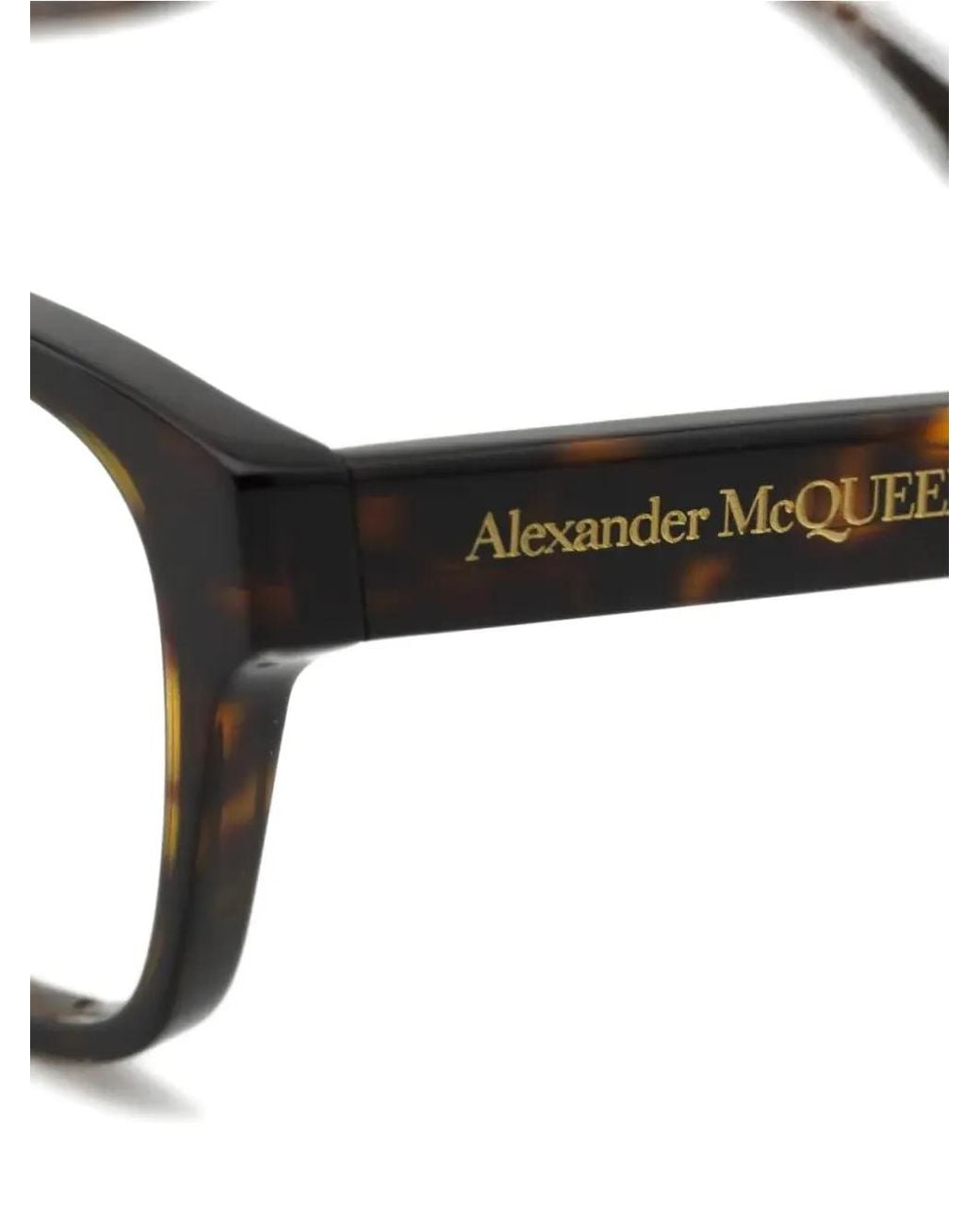 McQueen Black Square-Frame Tortoiseshell-Effect Glasses for men