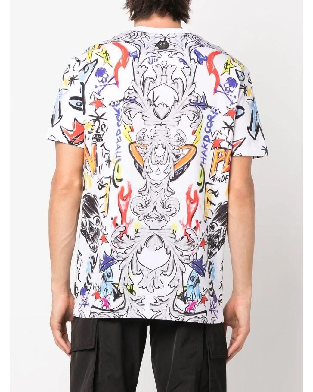 Philipp Plein White Graphic-Print Short-Sleeved T-Shirt for men