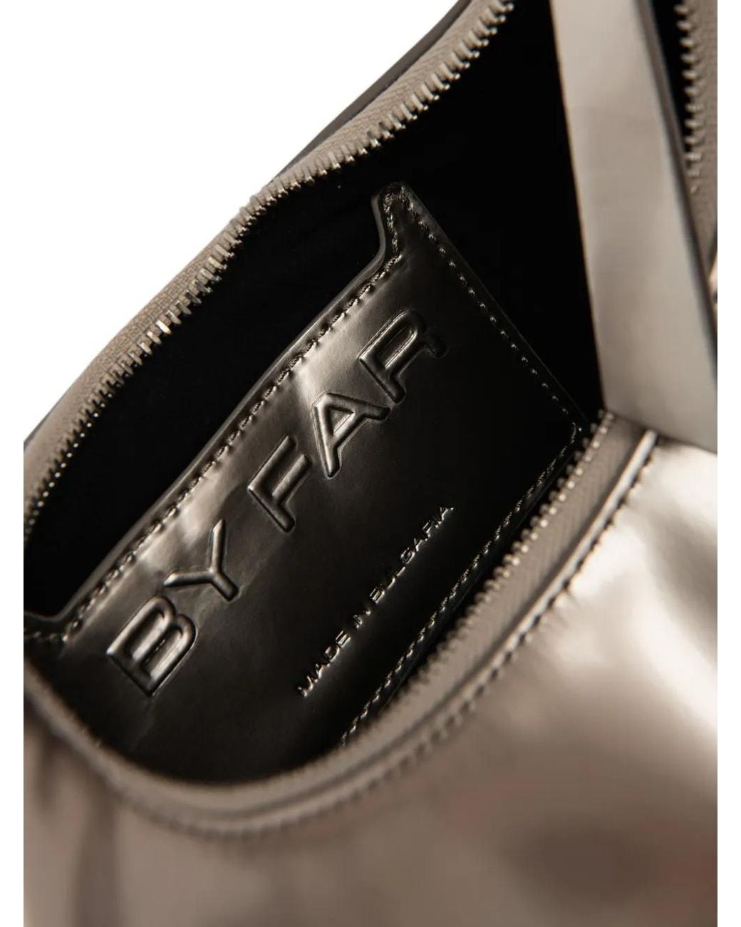 By Far Natural Amberette Metallic Leather Shoulder Bag