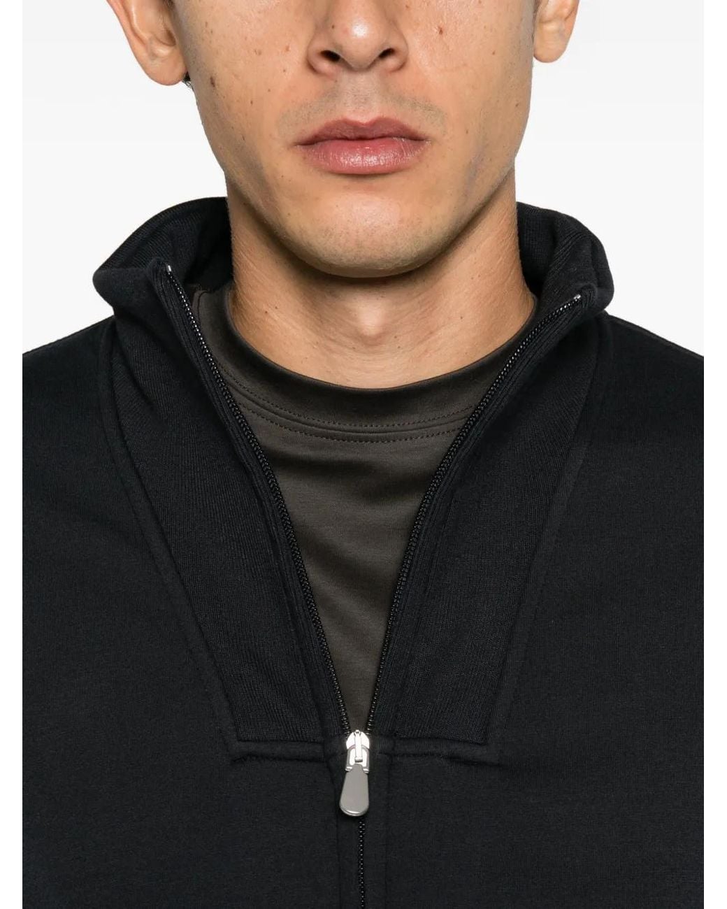 Alberto Gozzi Black Zip-Up High-Neck Sweatshirt for men