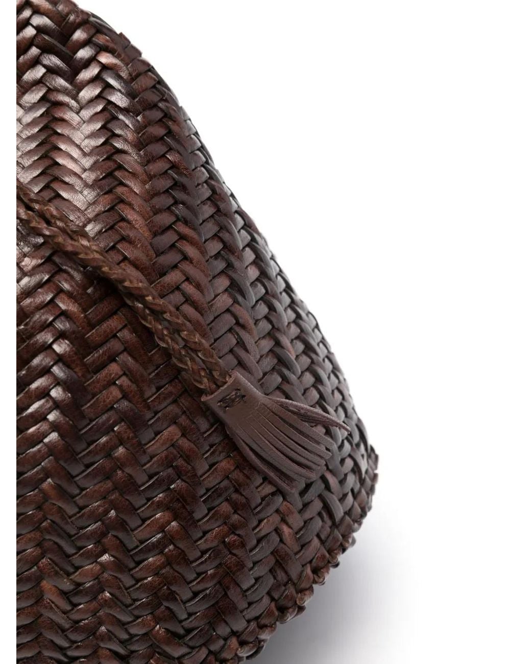 Dragon Diffusion Brown Pompom Double Jump Tassel-Detail Bucket Bag