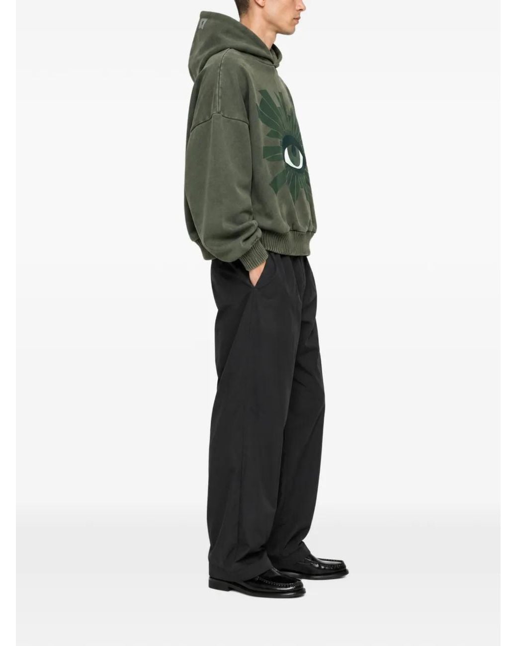 House of Errors Green Eye-Print Drop-Shoulder Hoodie for men