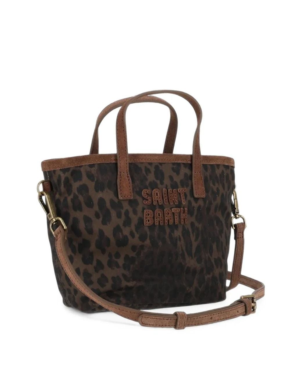 Mc2 Saint Barth Black Mini City Leopard-Print Tote Bag