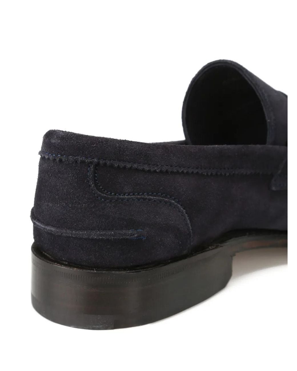 Tricker's Black Penny-Slot Suede Loafers for men
