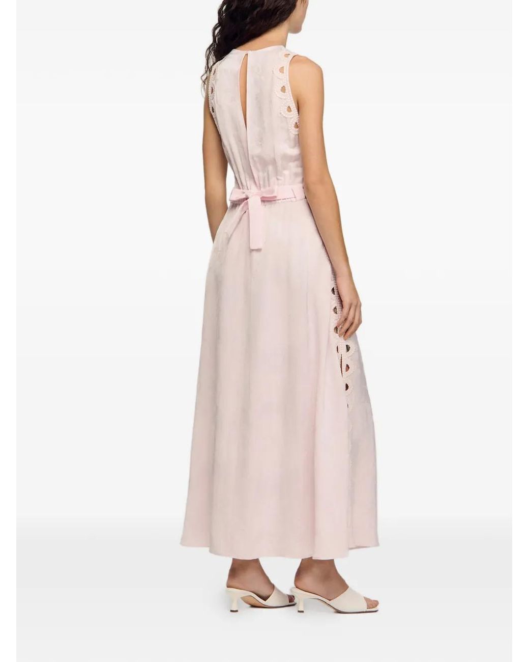 Sandro Pink Flower Jacquard Maxi Dress