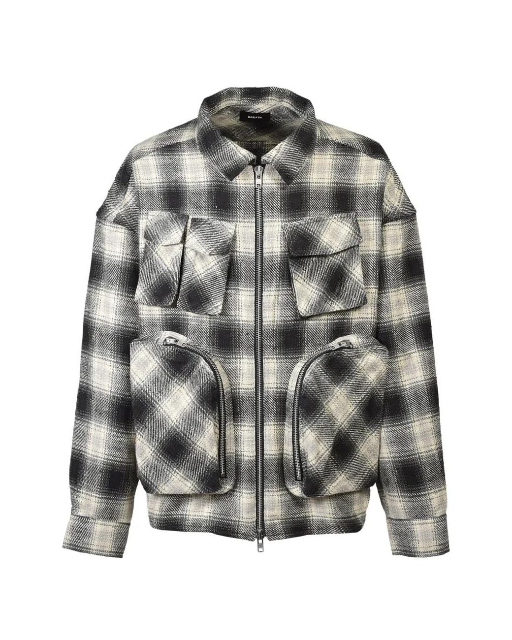 BREATH Gray Check-Pattern Jacket for men