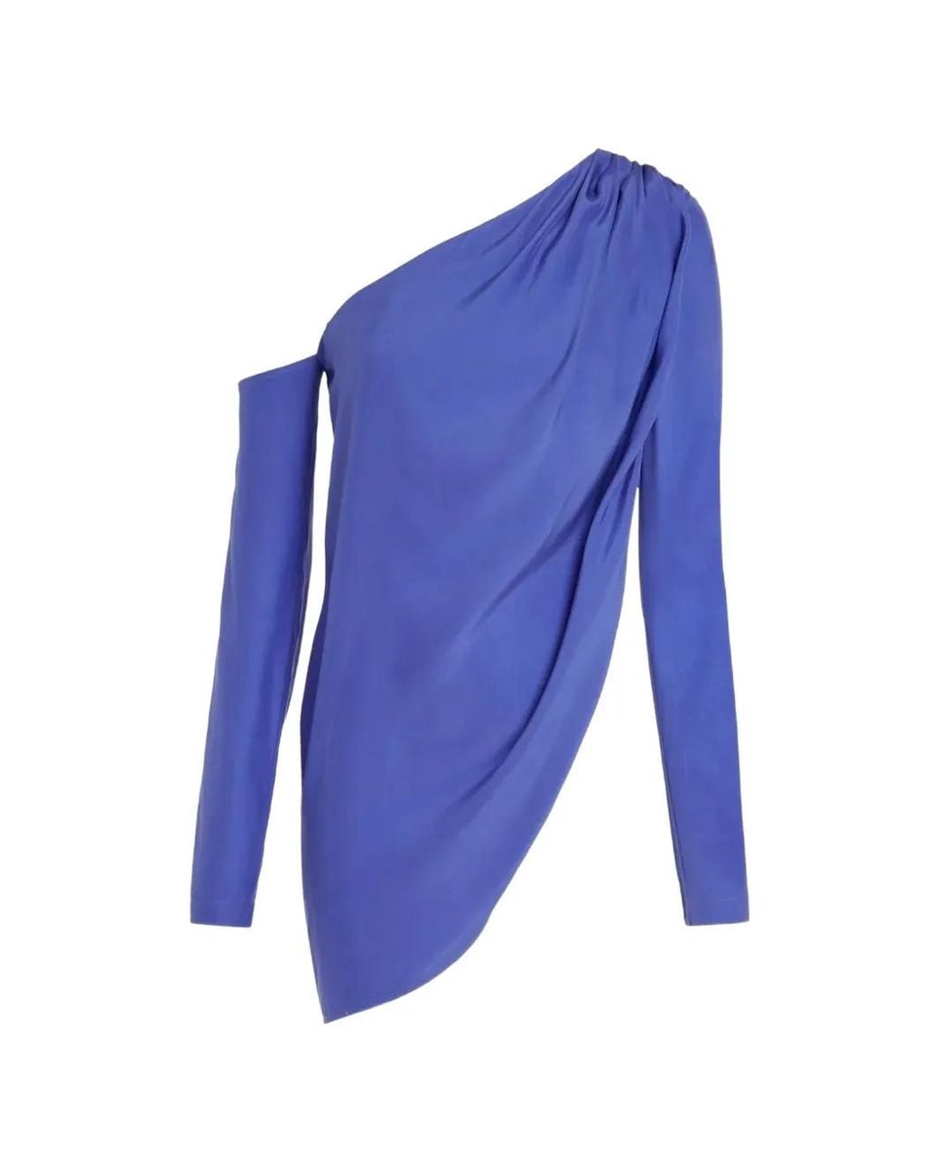 GAUGE81 Blue Toho One-Shoulder Silk Blouse