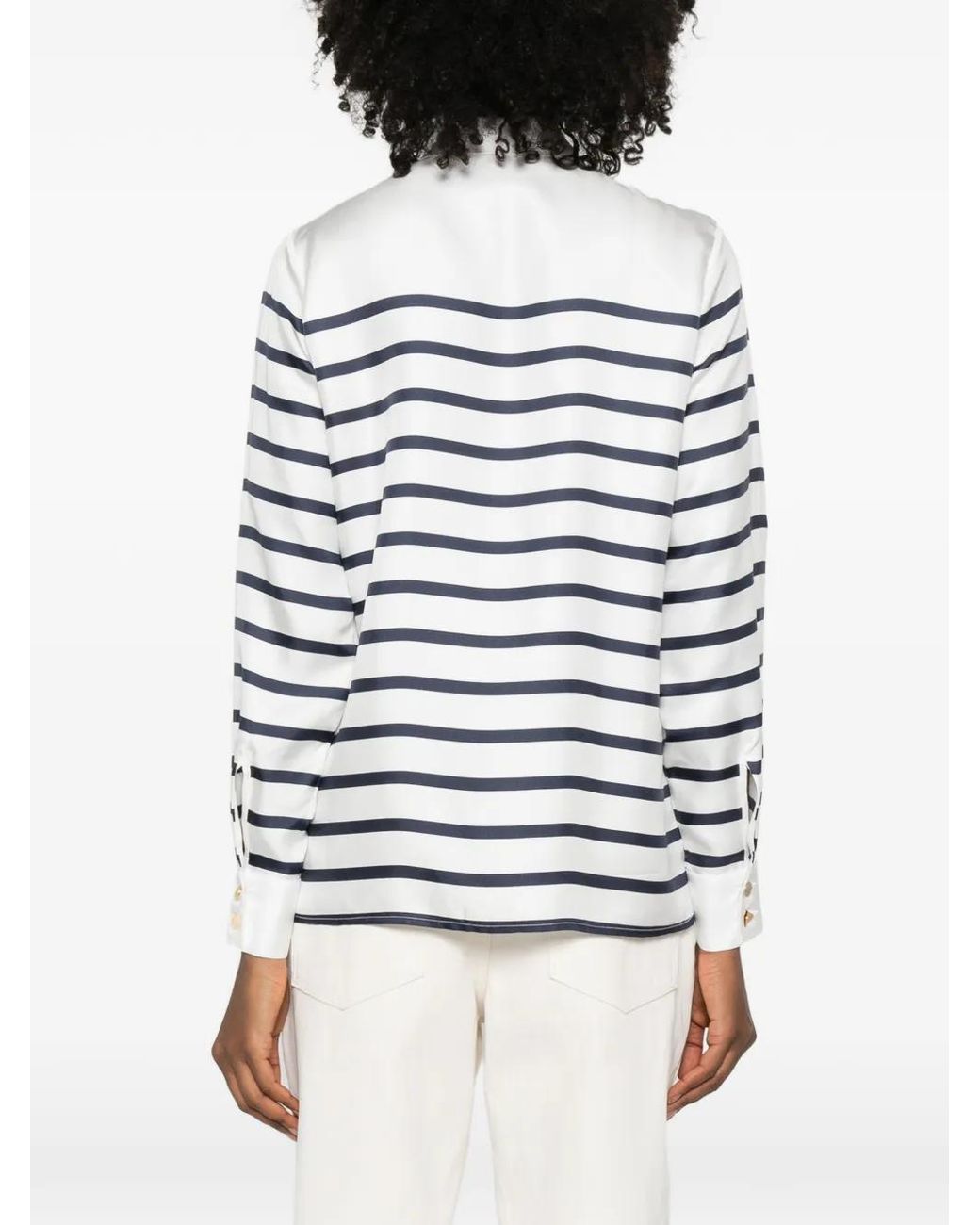 Franchise White Striped Buttoned Top