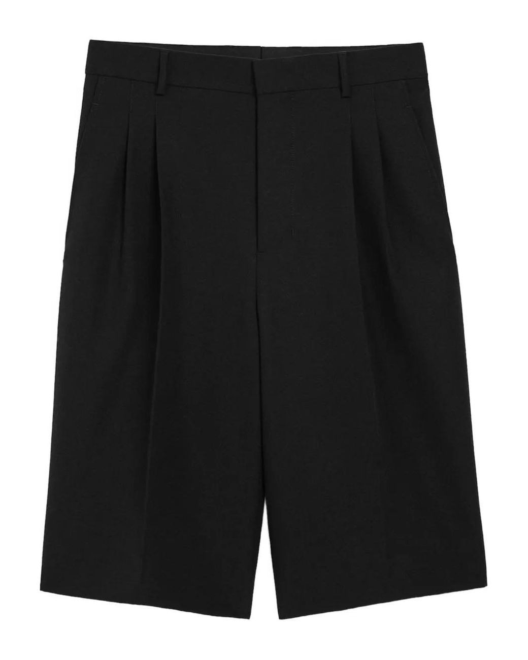 AMI Black Bermuda Plissé À Taille Haute for men