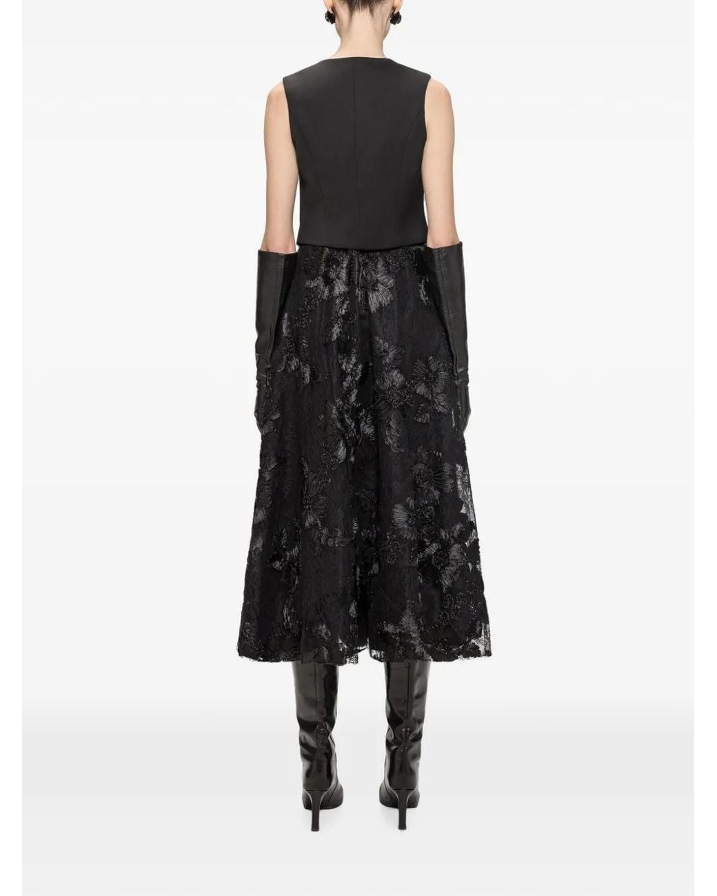Nissa Black Veste Sans Manches En Laine À Bonnets En Satin